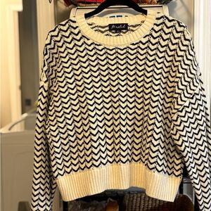 Marled Black and Cream Chevron Sweater
